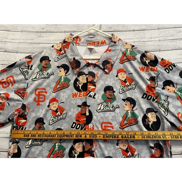 San Francisco Giants Mens Bobblehead Floral Hawaiian Shirt Sz XL Gray Big Head - Picture 10 of 15